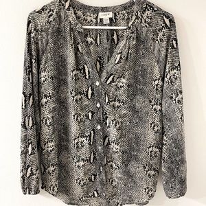 Jcrew snakeskin printed button front blouse Sz XXS